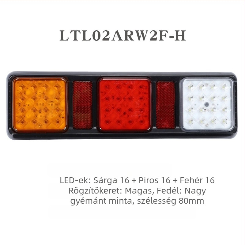 Autó- és teherautó hátsó lámpák, négyzetes sorozatú kombinált lámpa, LED, 12V/24V, PC+ABS