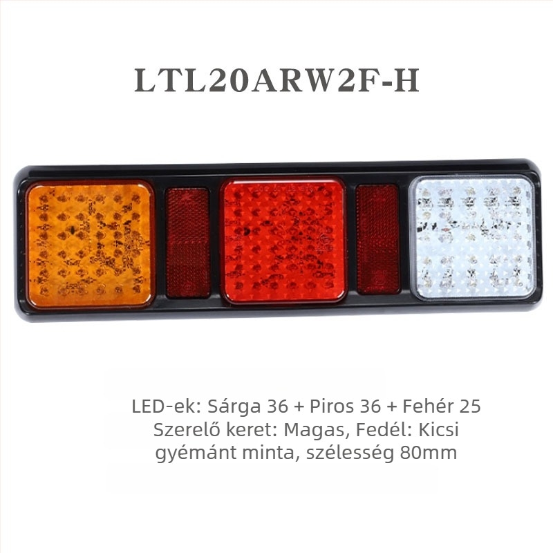 Autó- és teherautó hátsó lámpák, négyzetes sorozatú kombinált lámpa, LED, 12V/24V, PC+ABS