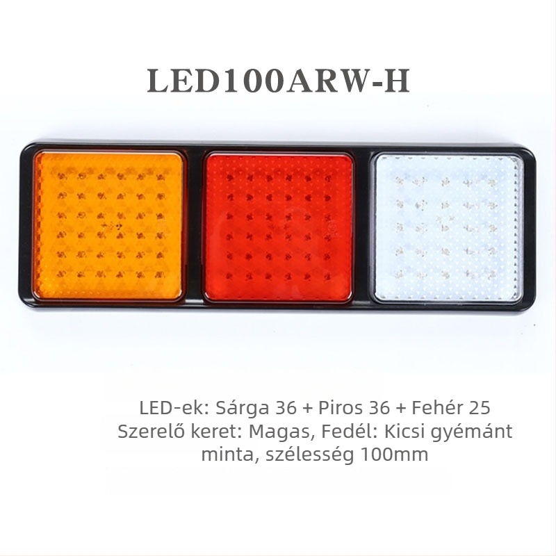 Autó- és teherautó hátsó lámpák, négyzetes sorozatú kombinált lámpa, LED, 12V/24V, PC+ABS