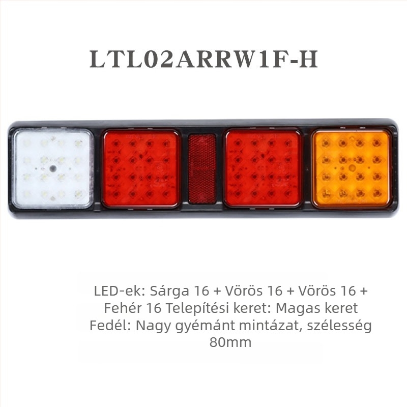 Autó- és teherautó hátsó lámpák, négyzetes sorozatú kombinált lámpa, LED, 12V/24V, PC+ABS