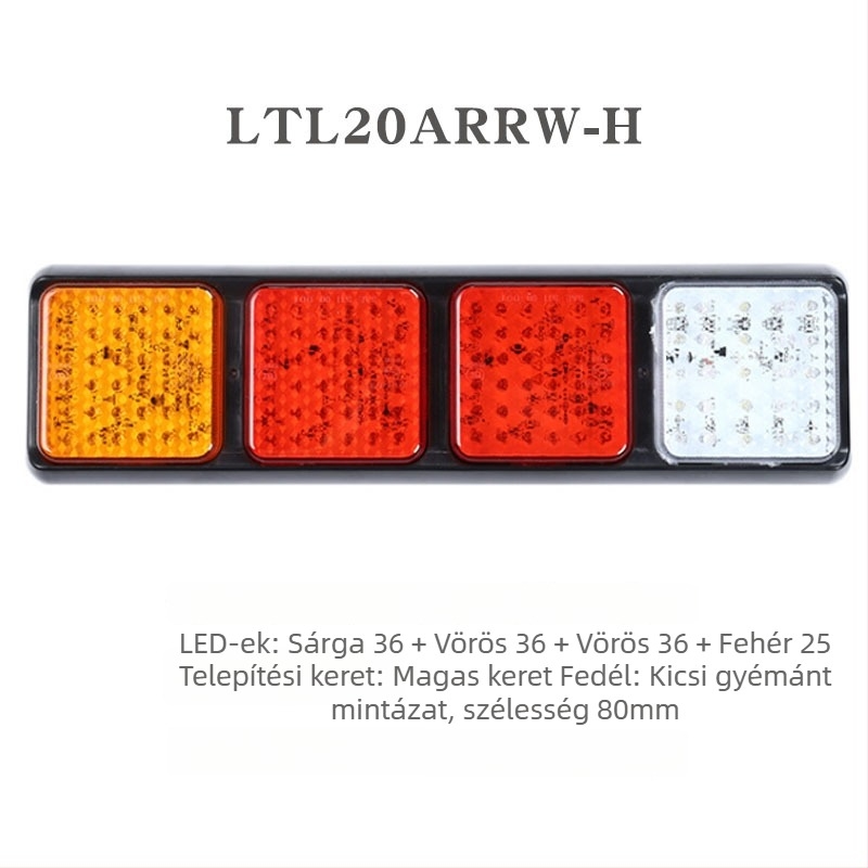 Autó- és teherautó hátsó lámpák, négyzetes sorozatú kombinált lámpa, LED, 12V/24V, PC+ABS
