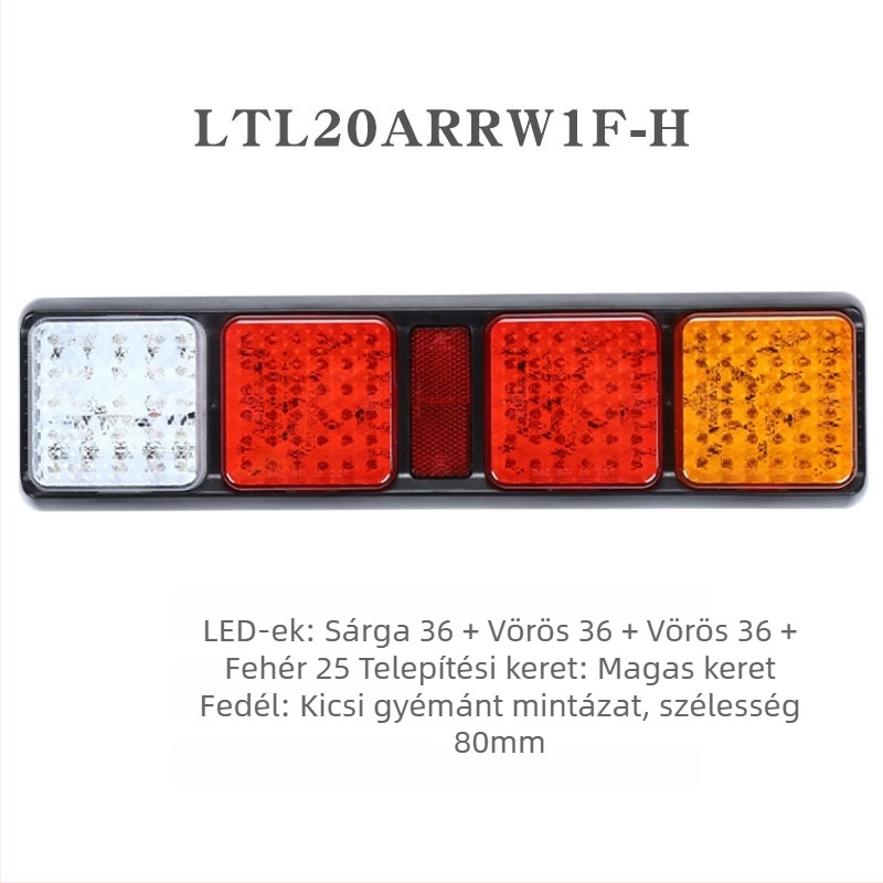 Autó- és teherautó hátsó lámpák, négyzetes sorozatú kombinált lámpa, LED, 12V/24V, PC+ABS