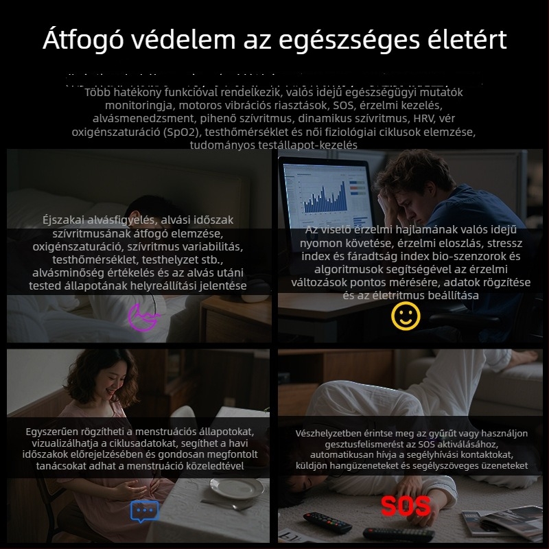 OHC T21 okos gyűrű: vér oxigén-szaturáció, pulzus, HRV, alvásfigyelés és kalóriaszámítás