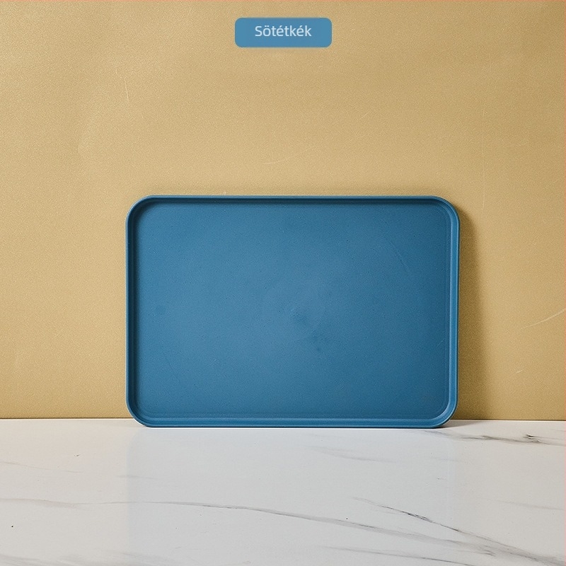 Téglalap alakú műanyag tányér, nordikus ihletésű, mikrohullámú sütőben használható, egyszerű modern stílus, testreszabás elérhető