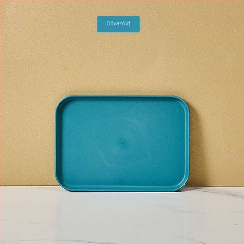 Téglalap alakú műanyag tányér, nordikus ihletésű, mikrohullámú sütőben használható, egyszerű modern stílus, testreszabás elérhető