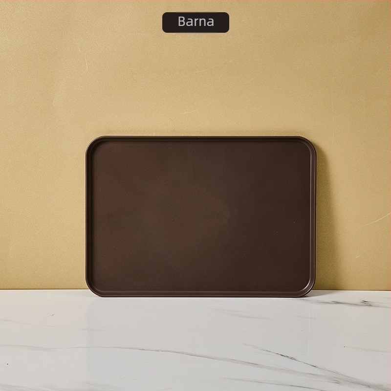 Téglalap alakú műanyag tányér, nordikus ihletésű, mikrohullámú sütőben használható, egyszerű modern stílus, testreszabás elérhető