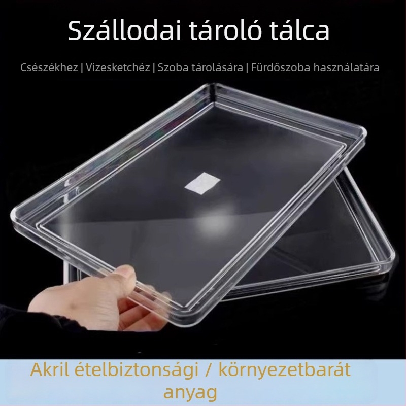 PC műanyag téglalap alakú teás tálca átlátszó matt felülettel, anti-drop, szállodák, éttermek és vendégszobák számára
