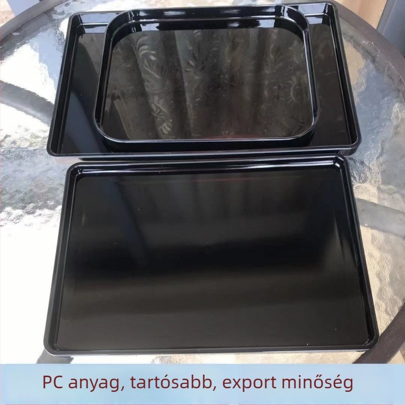 PC műanyag téglalap alakú teás tálca átlátszó matt felülettel, anti-drop, szállodák, éttermek és vendégszobák számára