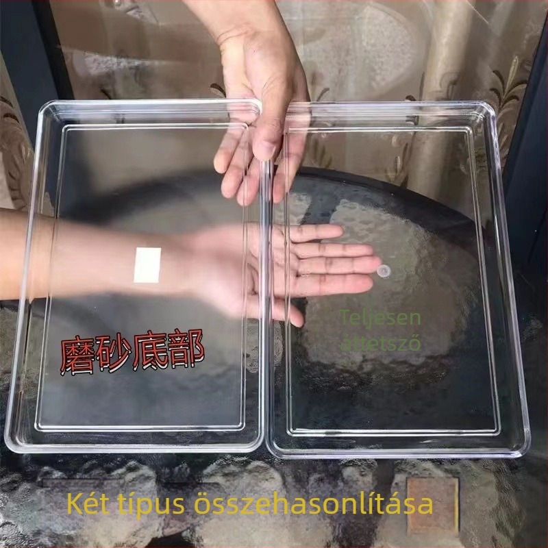 PC műanyag téglalap alakú teás tálca átlátszó matt felülettel, anti-drop, szállodák, éttermek és vendégszobák számára