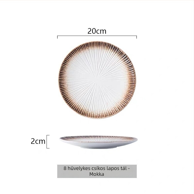 Porcelán vacsora tányér virágos mintával, skandináv stílus, kör alakú, hópehely-máz