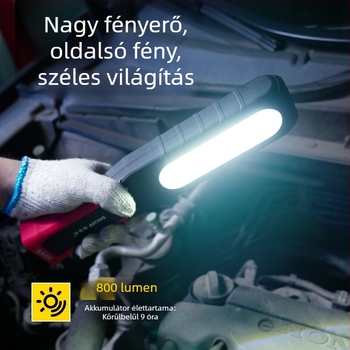 Feltölthető COB+CPE LED autójavító munkalámpa, 350+ lm, mágneses alap, 4-7 óra működési idő