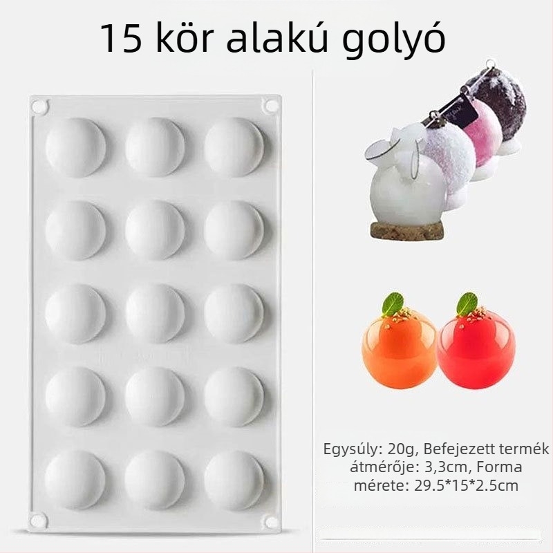 Szilikonból készült süteményformák — különböző gömb és félkör alakú minták; anyag: szilikon; kategória: sütőformák/tortaformák; stílus: modern minimalist; csomagolás: egyedi csomagolás