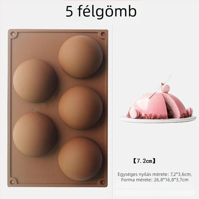 Szilikonból készült süteményformák — különböző gömb és félkör alakú minták; anyag: szilikon; kategória: sütőformák/tortaformák; stílus: modern minimalist; csomagolás: egyedi csomagolás