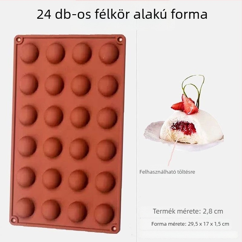 Szilikonból készült süteményformák — különböző gömb és félkör alakú minták; anyag: szilikon; kategória: sütőformák/tortaformák; stílus: modern minimalist; csomagolás: egyedi csomagolás