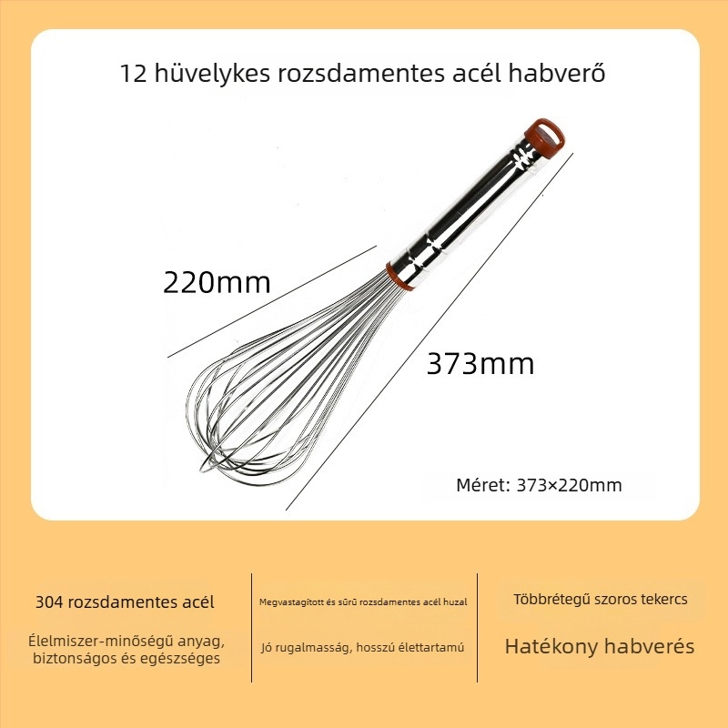 Kézi tojásfelverő 304 rozsdamentes acélból, kerek fogantyúval, Hongping márka, modern minimalista stílus