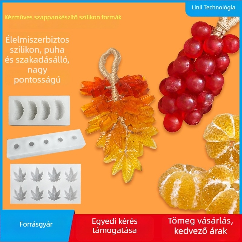 Lin Li téglalap alakú szilikon szappan forma szőlő és eper mintával