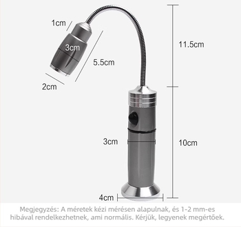 LED tömlős munkalámpa, Ledora chip, újratölthető, állítható fókusz, test alumínium ötvözet, ≤100 lm