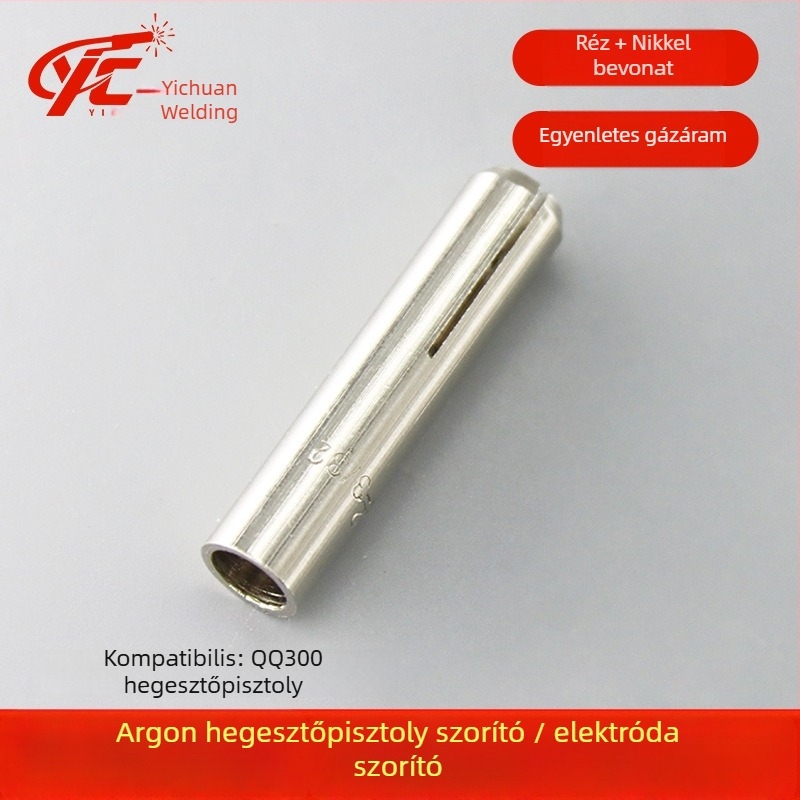QQ150/300 sorozat Wolfrámet elektróda tartó vezető darab rövid és hosszú sapkával – réz/bakelit, nikkelezett bevonat; argon ívhegesztő tartozék