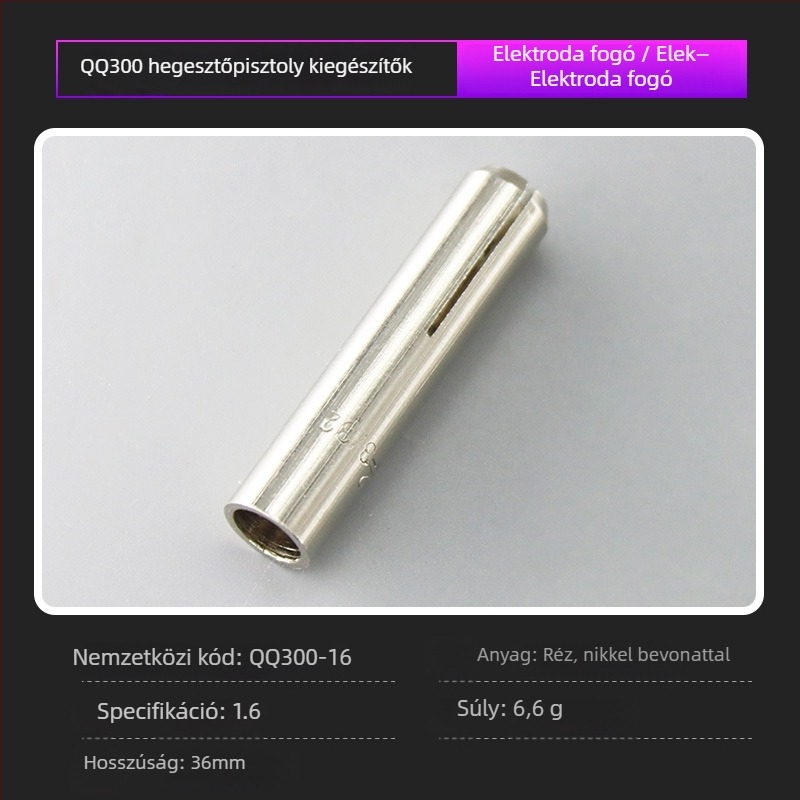 QQ150/300 sorozat Wolfrámet elektróda tartó vezető darab rövid és hosszú sapkával – réz/bakelit, nikkelezett bevonat; argon ívhegesztő tartozék