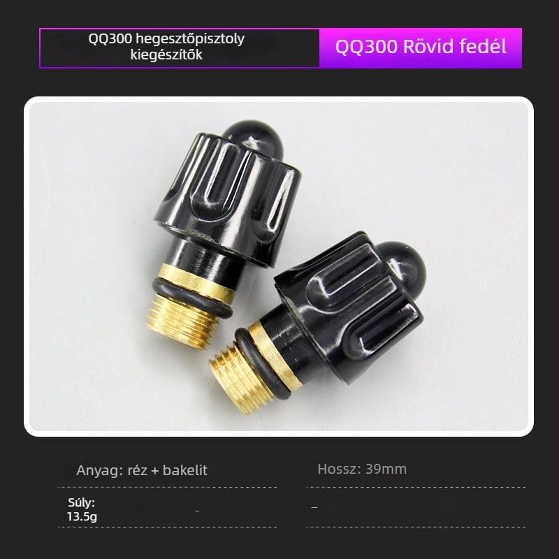 QQ150/300 sorozat Wolfrámet elektróda tartó vezető darab rövid és hosszú sapkával – réz/bakelit, nikkelezett bevonat; argon ívhegesztő tartozék