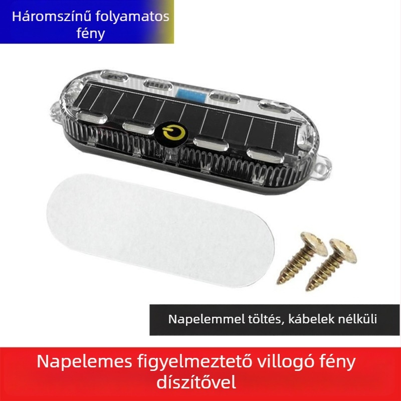 Napelemes figyelmeztető strob fénye autókhoz és teherautókhoz – vízálló, modell Small oval solar strobe light, feszültség 3.7V, teljesítmény 3W, anyag PC LED solar