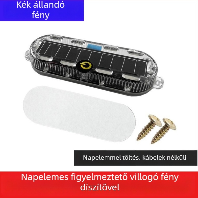Napelemes figyelmeztető strob fénye autókhoz és teherautókhoz – vízálló, modell Small oval solar strobe light, feszültség 3.7V, teljesítmény 3W, anyag PC LED solar