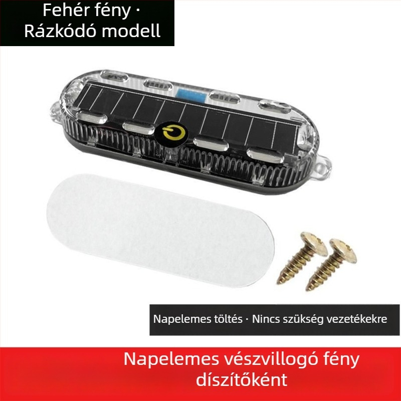 Napelemes figyelmeztető strob fénye autókhoz és teherautókhoz – vízálló, modell Small oval solar strobe light, feszültség 3.7V, teljesítmény 3W, anyag PC LED solar