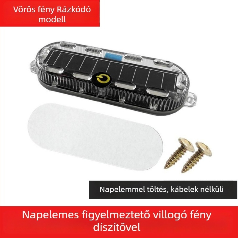 Napelemes figyelmeztető strob fénye autókhoz és teherautókhoz – vízálló, modell Small oval solar strobe light, feszültség 3.7V, teljesítmény 3W, anyag PC LED solar