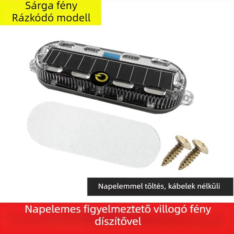 Napelemes figyelmeztető strob fénye autókhoz és teherautókhoz – vízálló, modell Small oval solar strobe light, feszültség 3.7V, teljesítmény 3W, anyag PC LED solar