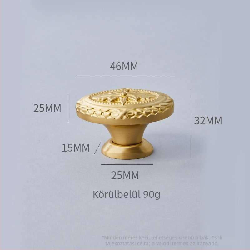 Tök alakú fiók fogantyú, modell DD9898, skandináv stílus, sárgaréz