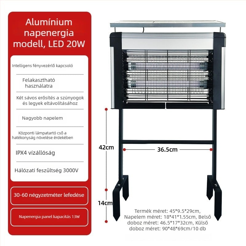 Napelemes kültéri szúnyogirtó lámpa - LED, 220V, 20W, CE-tanúsítvány, testreszabás elérhető (LED; 220V; 20W; CE)