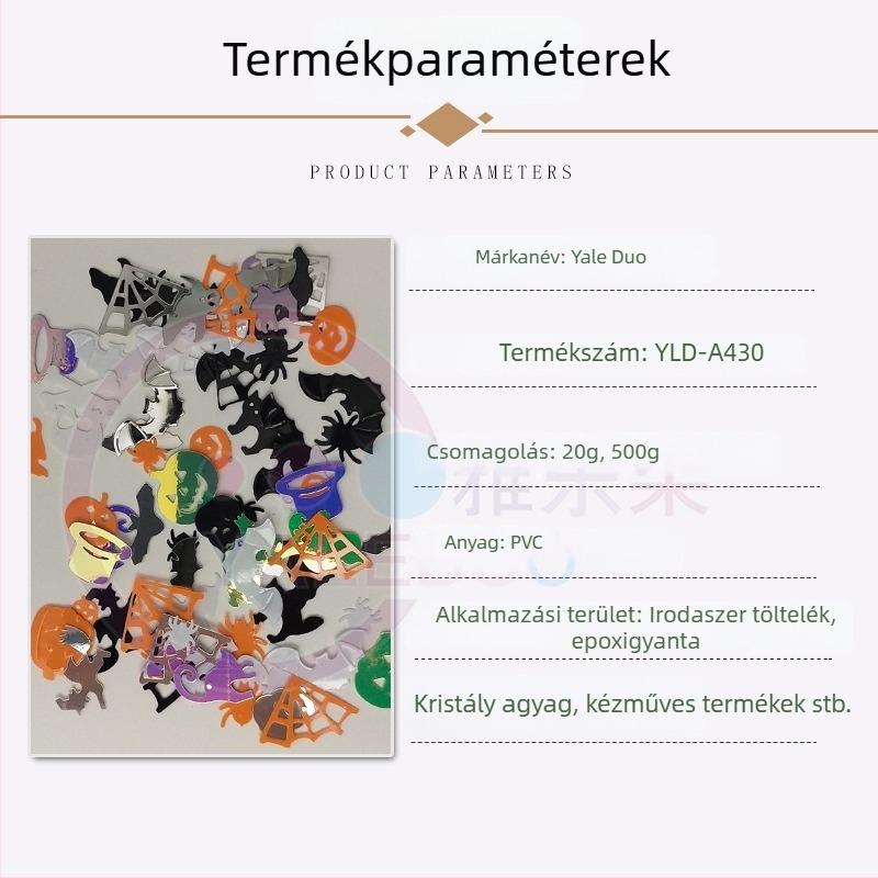 Aranyfényű PVC flitterek – Halloween sorozat, színpadi sapka, jelmez- és DIY kiegészítők