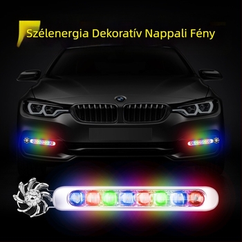 Szélenergia által működtetett LED nappali világítás autóhoz, vezeték nélküli, dekoratív első grille világítás