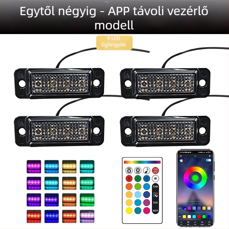 Univerzális teherautó rács LED nappali fény távirányítós alkalmazásvezérléssel | Anyag: gumi | Feszültség: 12–24V | Modell: távirányítós alkalmazás | Kompatibilis: 12–24V univerzális