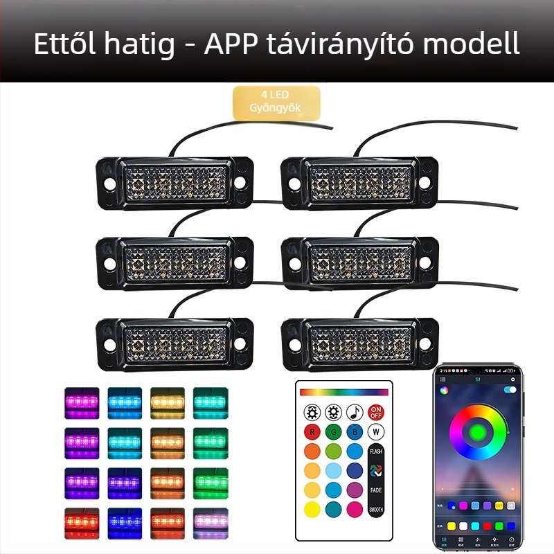 Univerzális teherautó rács LED nappali fény távirányítós alkalmazásvezérléssel | Anyag: gumi | Feszültség: 12–24V | Modell: távirányítós alkalmazás | Kompatibilis: 12–24V univerzális