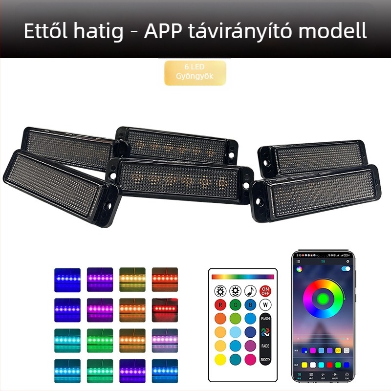 Univerzális teherautó rács LED nappali fény távirányítós alkalmazásvezérléssel | Anyag: gumi | Feszültség: 12–24V | Modell: távirányítós alkalmazás | Kompatibilis: 12–24V univerzális
