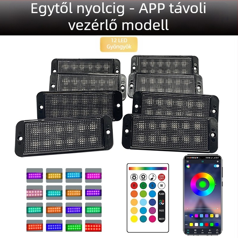 Univerzális teherautó rács LED nappali fény távirányítós alkalmazásvezérléssel | Anyag: gumi | Feszültség: 12–24V | Modell: távirányítós alkalmazás | Kompatibilis: 12–24V univerzális