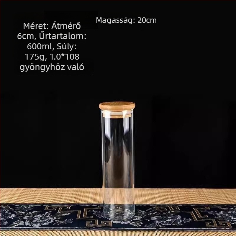 Átlátszó tároló doboz gyűjteményekhez, zárt üvegkanna és üveg, agarfa gyöngyök és karkötő, diófa kiállítási doboz gyöngyöknek