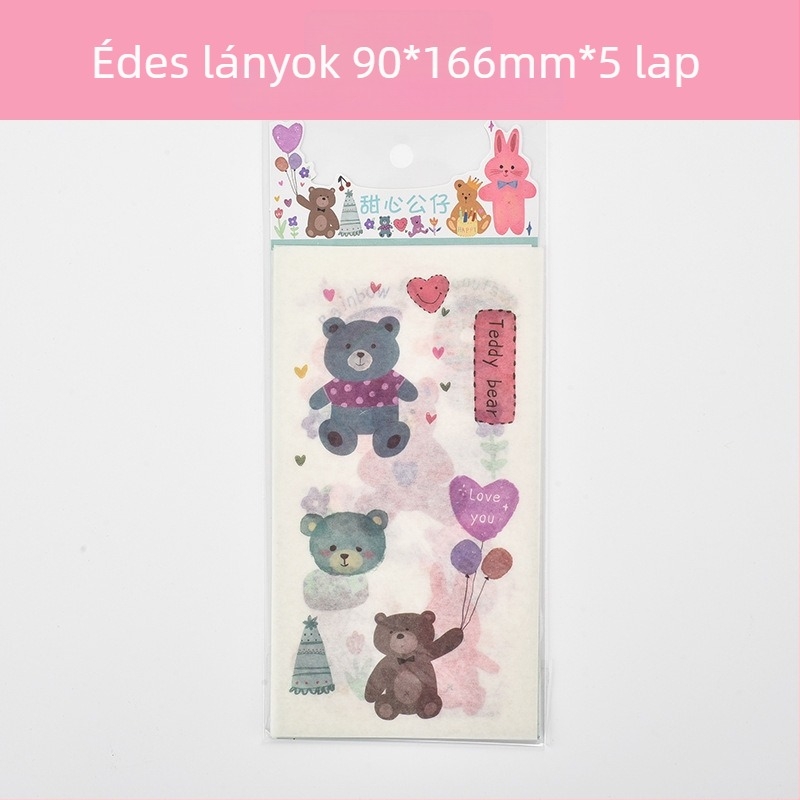 Naplóhoz papírmatricákkal ellátott jegyzetfüzet — aranyos karikatúra minták, modell HZ0183, nyomtatás, sorozat papírmatricák