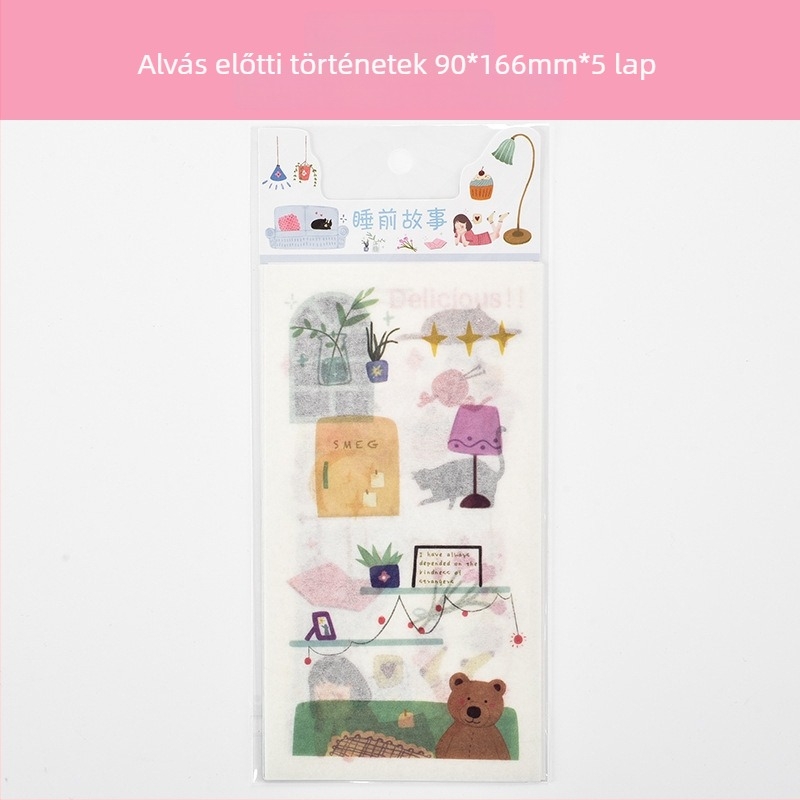 Naplóhoz papírmatricákkal ellátott jegyzetfüzet — aranyos karikatúra minták, modell HZ0183, nyomtatás, sorozat papírmatricák