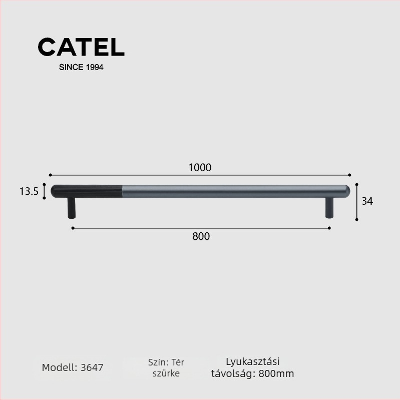 Carter 3647 – Szekrény-, ajtófogantyú Space alumíniumból, tömör, személyre szabott, modern minimalista stílus, hosszú fogantyú