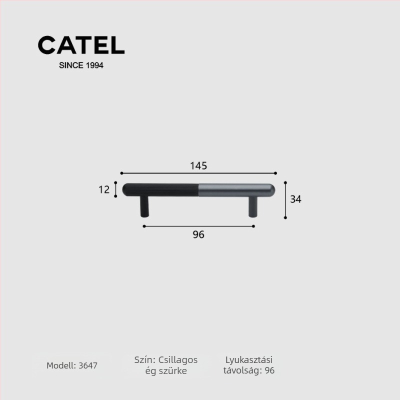 Carter 3647 – Szekrény-, ajtófogantyú Space alumíniumból, tömör, személyre szabott, modern minimalista stílus, hosszú fogantyú