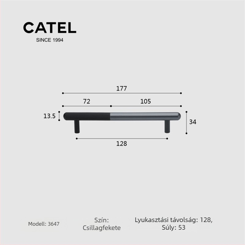 Carter 3647 – Szekrény-, ajtófogantyú Space alumíniumból, tömör, személyre szabott, modern minimalista stílus, hosszú fogantyú