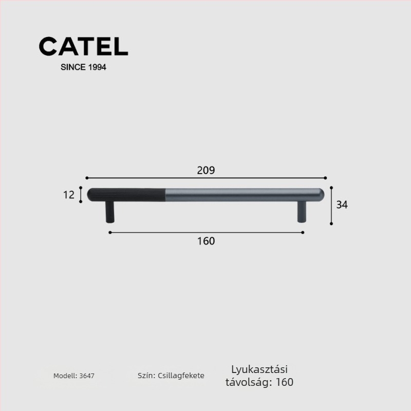 Carter 3647 – Szekrény-, ajtófogantyú Space alumíniumból, tömör, személyre szabott, modern minimalista stílus, hosszú fogantyú