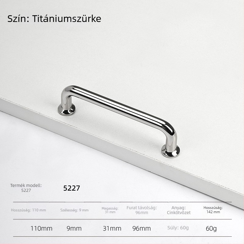 Szekrényajtó fogantyú – cink ötvözet, elektrolitikus bevonattal, modern minimalista stílus, modellek 5227/5837/5376/6104