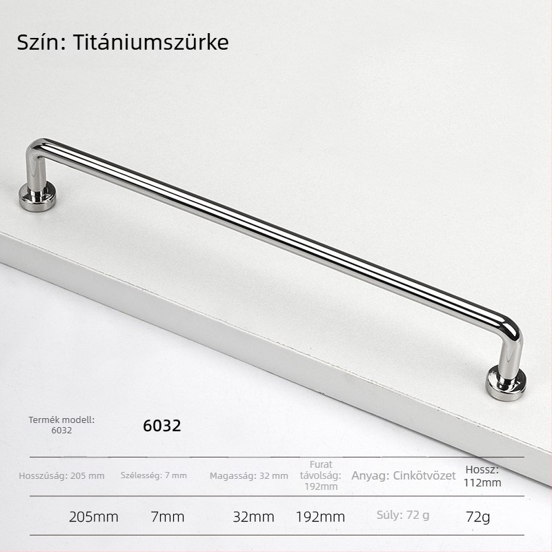 Szekrényajtó fogantyú – cink ötvözet, elektrolitikus bevonattal, modern minimalista stílus, modellek 5227/5837/5376/6104