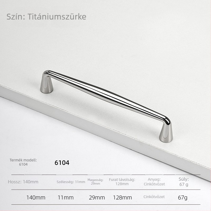 Szekrényajtó fogantyú – cink ötvözet, elektrolitikus bevonattal, modern minimalista stílus, modellek 5227/5837/5376/6104