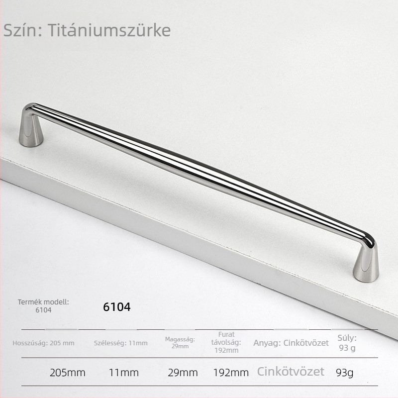 Szekrényajtó fogantyú – cink ötvözet, elektrolitikus bevonattal, modern minimalista stílus, modellek 5227/5837/5376/6104