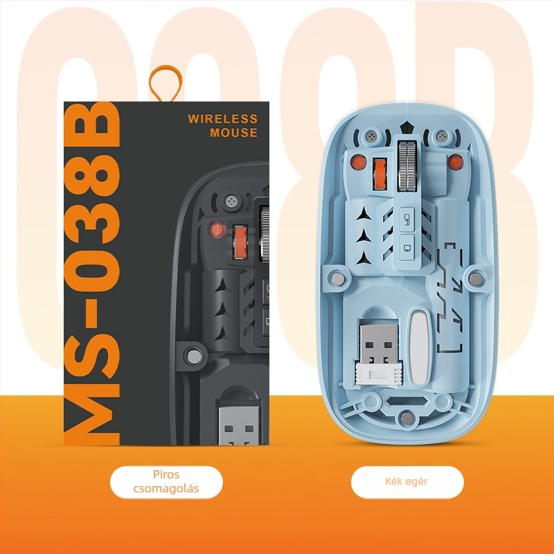 Vezeték nélküli Bluetooth egér, két módú 2,4G/Bluetooth, 5 gomb, DPI 800/1000/1400, ergonómikus, újratölthető 400mAh
