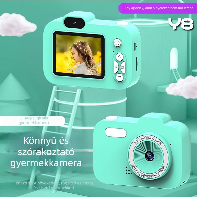 Y8 gyerekeknek szánt digitális kamera 2,0 colos LCD kijelzővel, memória-kártya tárhellyel, videófelvétellel és szűrőkkel